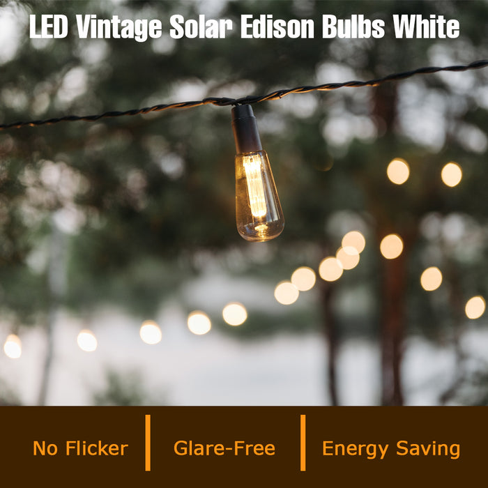 Vintage Solar Powered Edison Bulb Lights - White