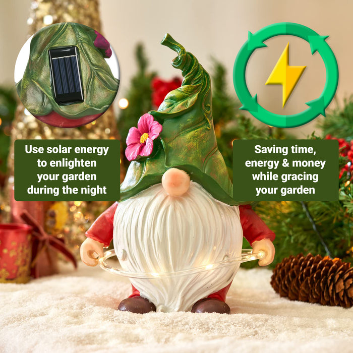 Solar Garden Gnome with Hoop