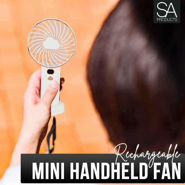 Handheld Fan With Stand - White