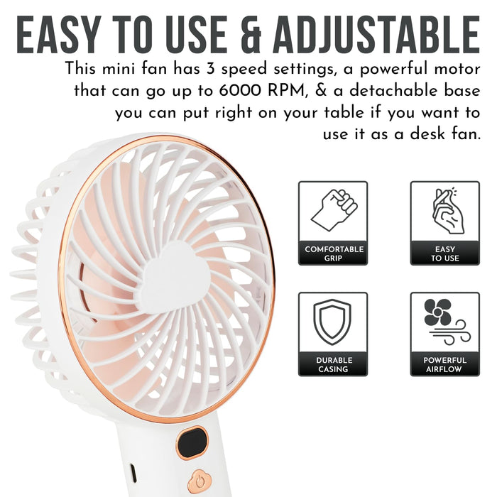 Handheld Fan With Stand - White